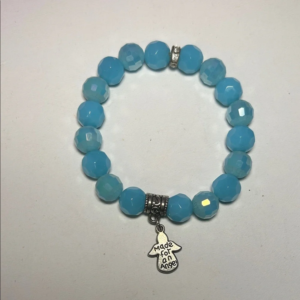 Chic Blues & Silver Angel Charm Bracelet Set